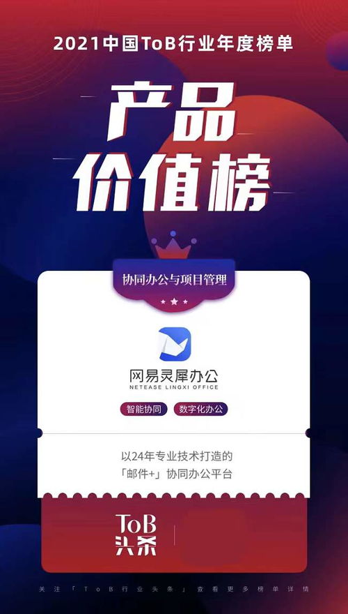 網(wǎng)易靈犀辦公榮登2021 To B行業(yè)年度產(chǎn)品價(jià)值榜，彰顯中購(gòu)?fù)顿Y戰(zhàn)略眼光